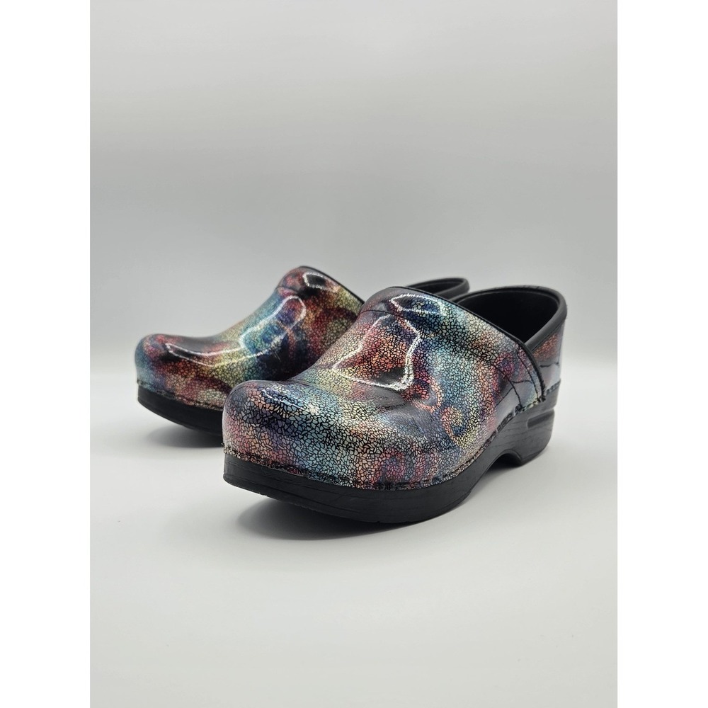 Dansko Professional Women's Clogs 37 Multi Mosaic Patent Leather Rainbow Work
